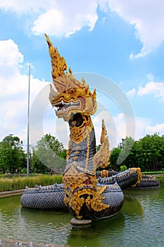 Front view of the might dragon at Buddhist temple at Ban Nong Chaeng, Phetchabun