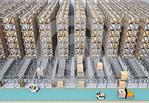 Front view of modern Automated Logistics Center`s interior