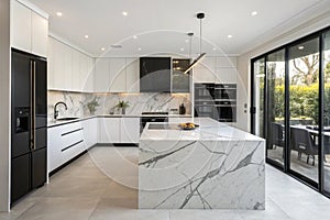 Front view of a modern designer kitchen