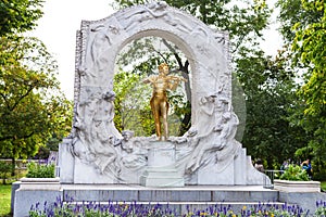 Front view of monument Johann Strauss in Stadtpark