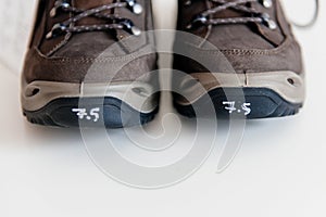 Front view of mountain boots