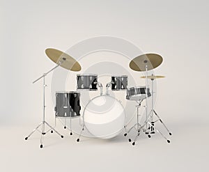 front view of a musical drum set on a clear background