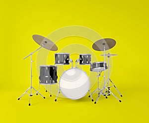 front view of a musical drum set on a clear background