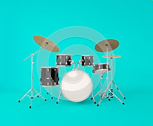 front view of a musical drum set on a clear background