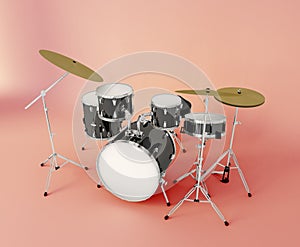 front view of a musical drum set on a clear background