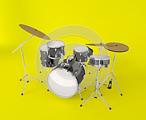 front view of a musical drum set on a clear background