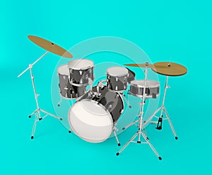 front view of a musical drum set on a clear background