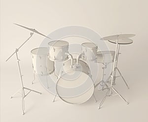 front view of a musical drum set on a clear background