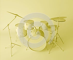 front view of a musical drum set on a clear background