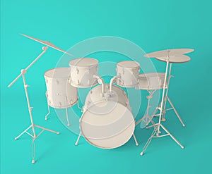 front view of a musical drum set on a clear background