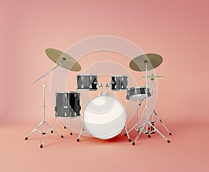 front view of a musical drum set on a clear background photo