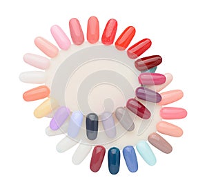 Front view of nails polish manicure sample palettes photo