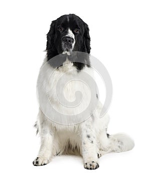 Front view of Newfoundland dog, sitting
