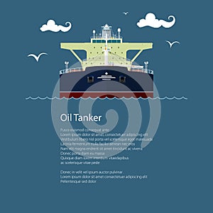 Front View of Oil Tanker and Text