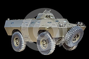 Front view of old armored military vehicle photo