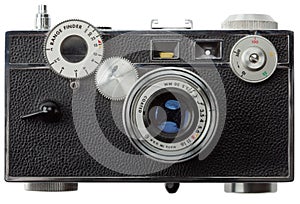 Front view of old rangefinder camera photo