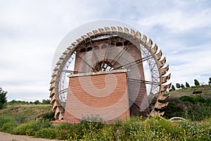 Front view of an old water mill