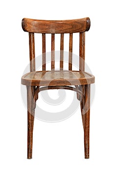 Front view of old wooden chair