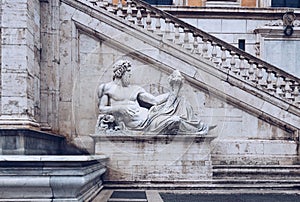 Front view of the Palazzo Senatorio (Senatorial Palace) and Font photo