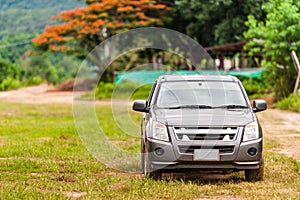 Front view of pick-up truck