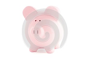 Pink piggy bank isolated on white