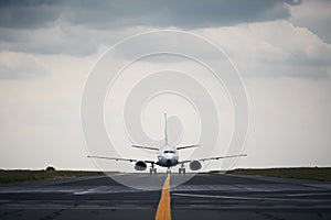 Front view of plane at airport