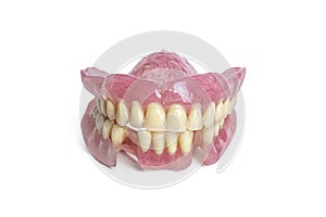 Front view of a plastic denture made of acrylic