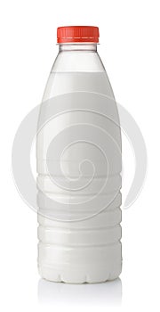 Front view of plastic one liter milk bottle photo