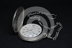 Front view of a pocketwatch on a black background