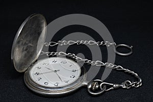 Front view of a pocketwatch on a black background