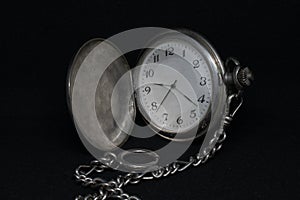 Front view of a pocketwatch on a black background