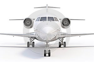 Front View of a Private Jet Isolated on White Background, Generative AI