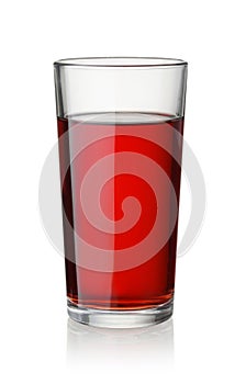 Front view of red drink glass