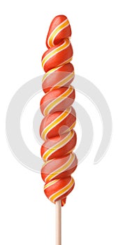 Front view of red twisty lollipop