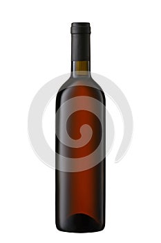 Front view red wine blank bottle isolated on white background