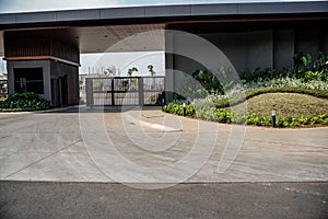 front view of the residential entrance gate.