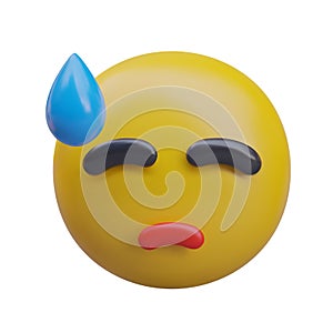 Front view on round yellow face with sad emotion. Concept of sickness, sadness, feeling bad emoji