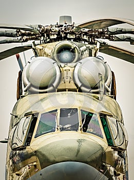 Front view of russian military helicopter. photo