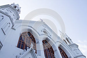 Front View of San Thome Basilica or St. Thomas Cathedral Basilica, a famous tourist attraction in Chennai, Tamil Nadu, India photo
