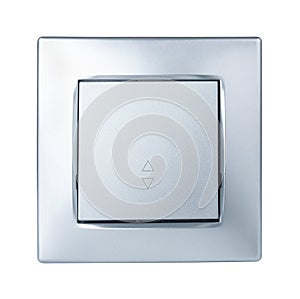 Front view of silver room light switch