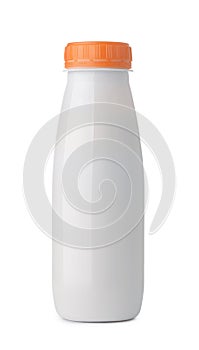 Front view of small blank plastic dairy bottle