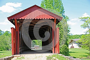 Front view at Staats Mill Covered Bridge