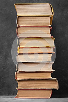 front view stack different books. High quality photo