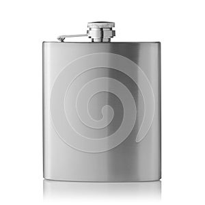 Front view of stainless steel hip flask