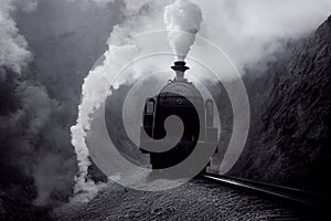 Front View of a Steam Train. Generative AI