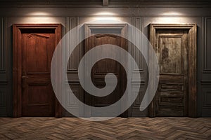 Front view of three doors. Generative AI