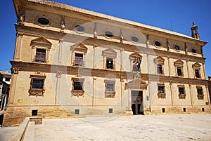 Front view of the Town Hall housed in the Palacio de las Cadenas, Ubeda, Spain.