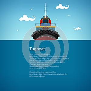 Front View of the Tugboat , Poster