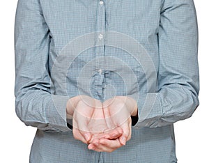 Front view of two hollow palms - hand gesture