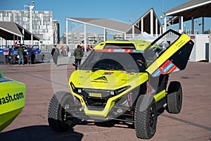 Front view of the UTV Arcane in the technical verifications of the vehicles of the Dakar 2025